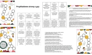 Plansza do gry z pytaniami o bajkach, ucząca asertywności i szacunku do siebie i innych.