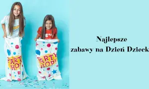 Dwie dziewczynki w workach szykują się do wyścigów. To najlepsze zabawy na Dzień Dziecka w przedszkolu!