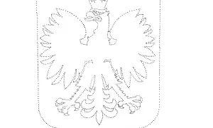 Orzeł Biały, polski symbol narodowy, wyłania się z punktów. Kodowanie narodowych symboli w sztuce.