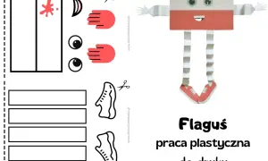 Dzień flagi praca plastyczna: wycinanka z elementami do stworzenia ludzika z polskiej flagi.