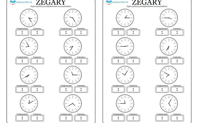 Zegary do nauki, jak odczytywać godziny przed i po południu. Prosta nauka zegara dla dzieci.