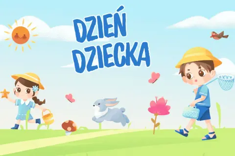 Wesołe pomysły na Dzień Dziecka w szkole podstawowej: dzieci łapią motyle, bawią się w słońcu.