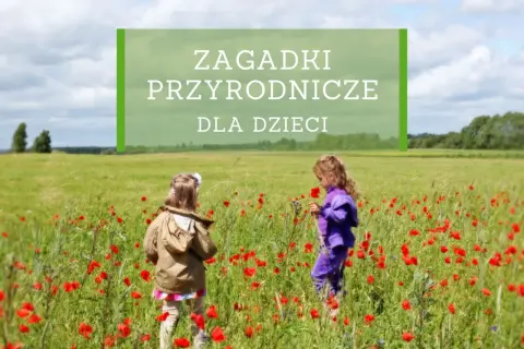 Dwie dziewczynki w kwiecistej łące, odkrywają tajemnice natury. Idealne zagadki przyrodnicze dla dzieci.
