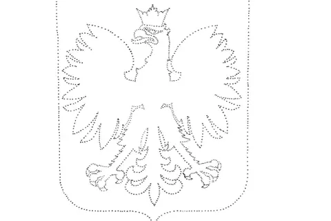 Orzeł Biały, polski symbol narodowy, wyłania się z punktów. Kodowanie narodowych symboli w sztuce.