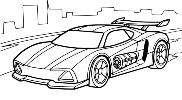 Wyścigówka z serii Hot Wheels czeka na pokolorowanie. Zbuduj własne miasto i dodaj mu dynamiki!