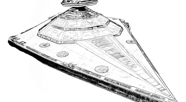 Gwiazda Śmierci z Gwiezdnych Wojen, idealna do star wars kolorowanki. Ta potężna maszyna czeka na Twoje kolory!
