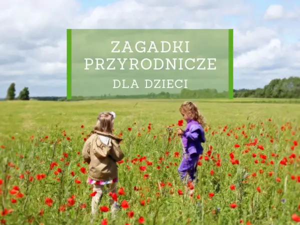 Dwie dziewczynki w kwiecistej łące, odkrywają tajemnice natury. Idealne zagadki przyrodnicze dla dzieci.
