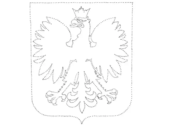 Orzeł Biały, polski symbol narodowy, wyłania się z punktów. Kodowanie narodowych symboli w sztuce.